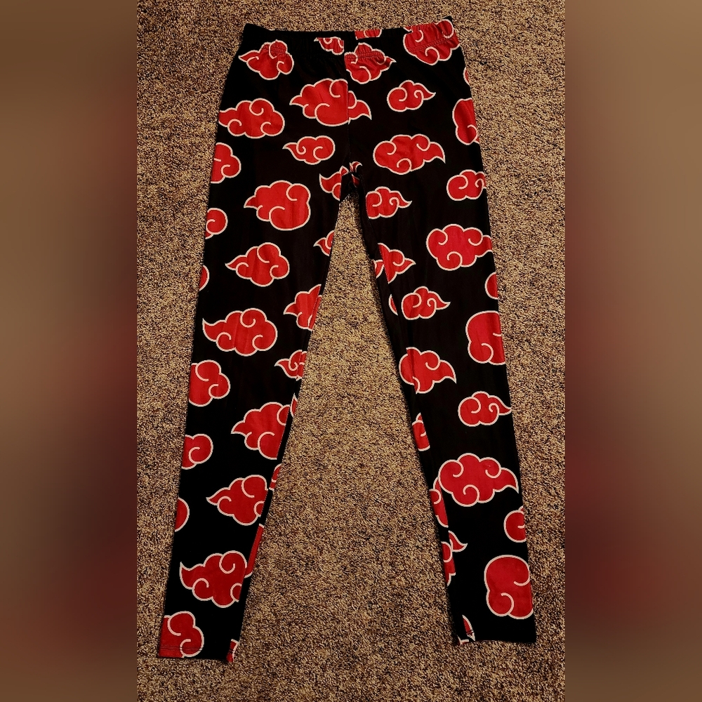 Naratu Red and Black Cloud Patterned Leggings Size Medium